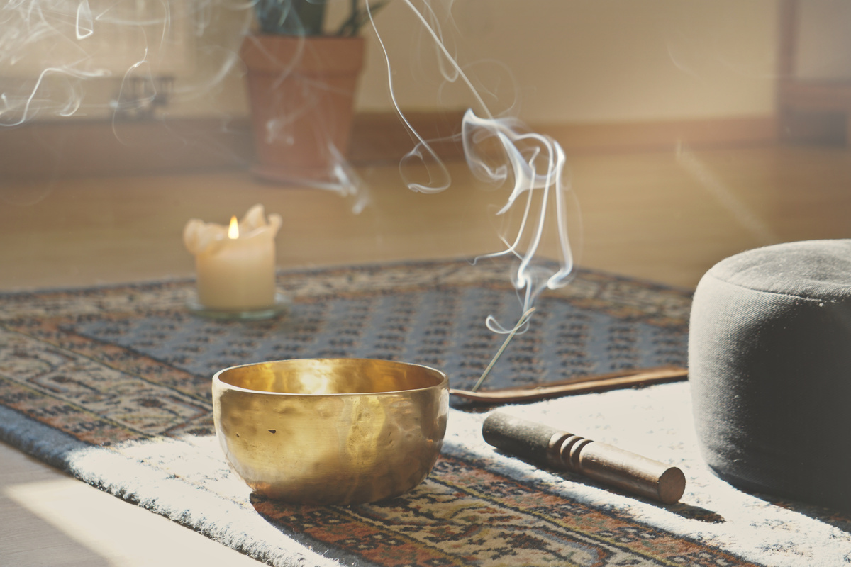 meditation room with singing bowl